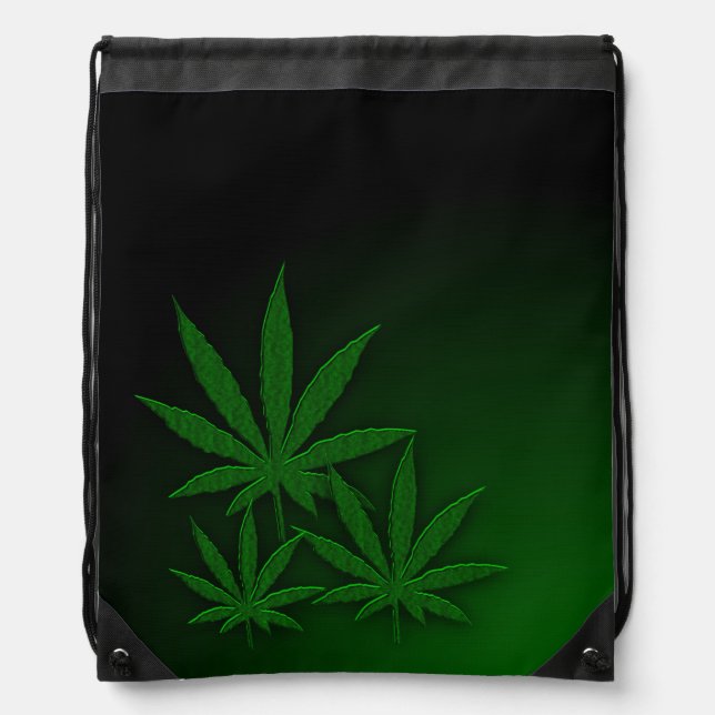 Weed Triple Leaf Drawstring Bag (Front)