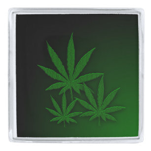 Weed Triple Leaf Silver Finish Lapel Pin