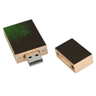 Weed Triple Leaf Wood Flash Drive