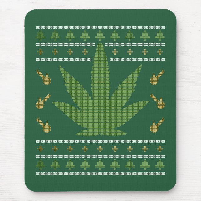 Weed Ugly Sweater Christmas Mouse Pad (Front)
