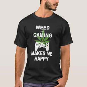 Weed While Gaming Cool Weed Gamer T-Shirt