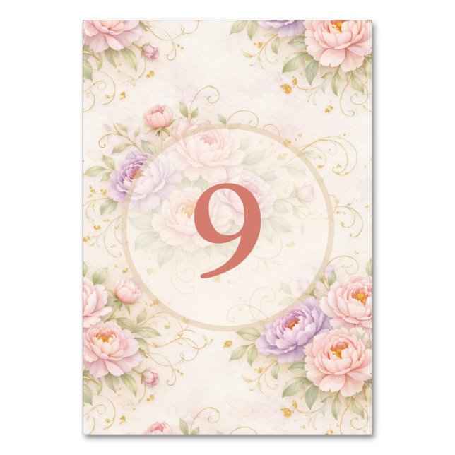 Weeding floral table number (Back)