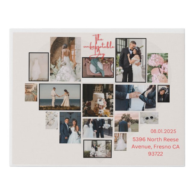 Weeding Heart Shape photo collage Canvas Print  (Front)