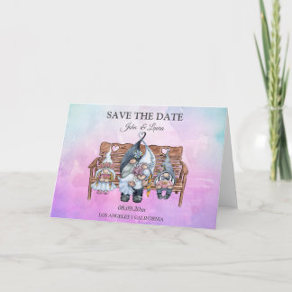 Weeding Invitaiton, Cute Gnomes Save The Date Card