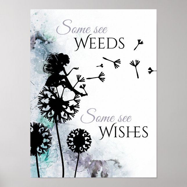 Weeds and Wishes ~ Fairy and Dandelion Poster (Front)