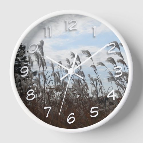 Weeds blowing in the Wind Photography Clock