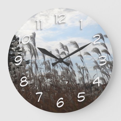 Weeds blowing in the Wind Photography Large Clock