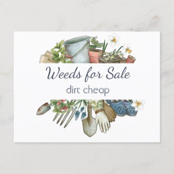 Weeds For Sale Dirt Cheap Fun Gardening  Postcard by countrymousestudio at Zazzle