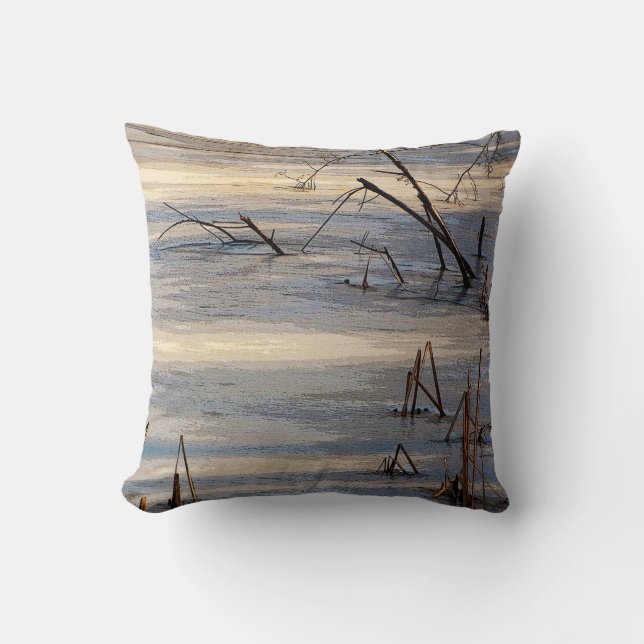 Weeds in Ice Throw Pillow (Front)