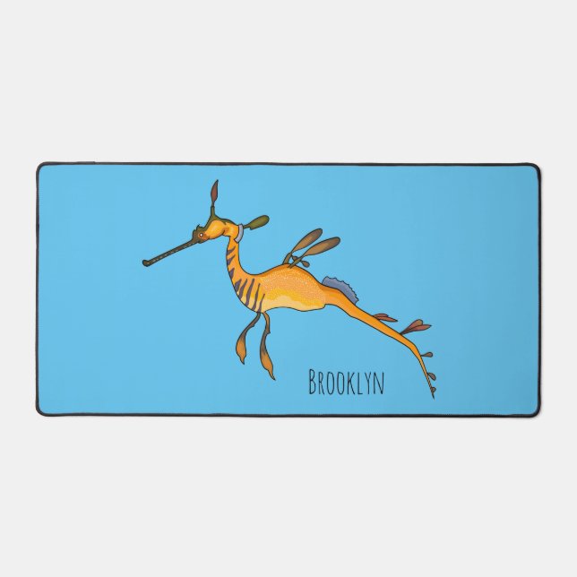 Weedy seadragon cartoon illustration  desk mat (Front)