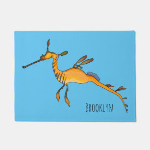 Weedy seadragon cartoon illustration doormat