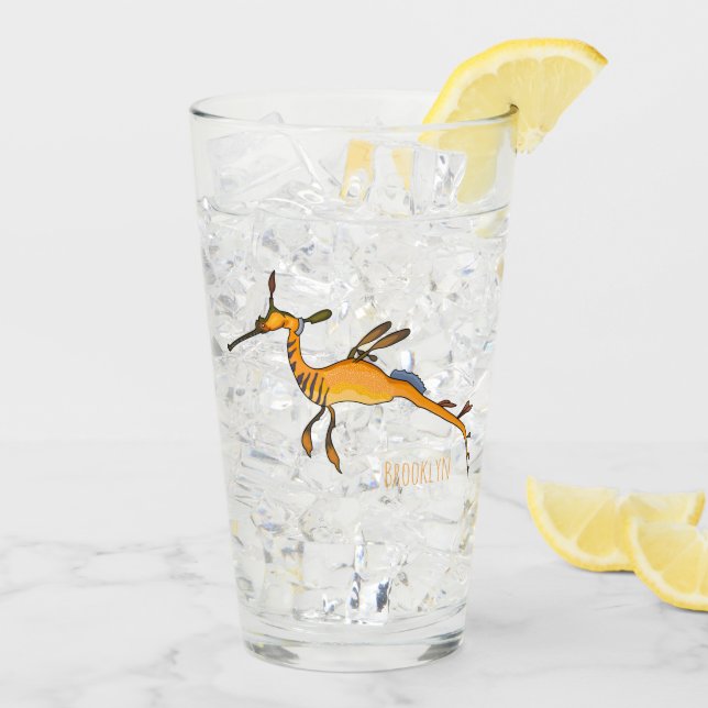 Weedy seadragon cartoon illustration  glass (Back Ice)