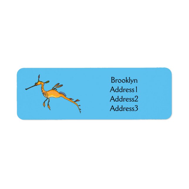 Weedy seadragon cartoon illustration  label (Front)
