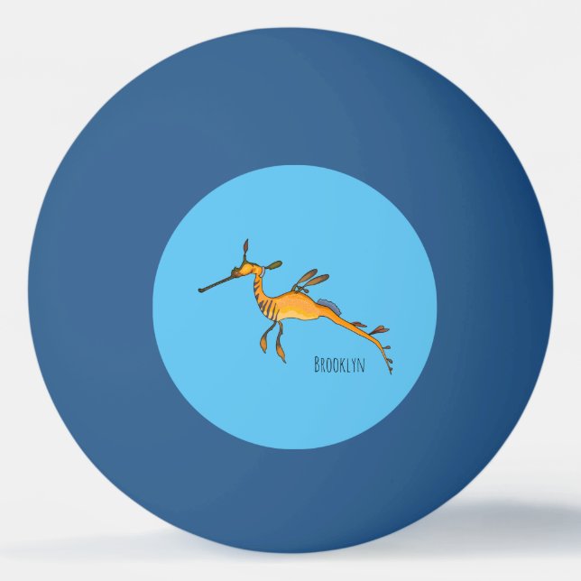 Weedy seadragon cartoon illustration  ping pong ball (Front)