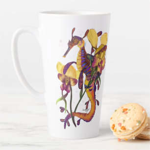 Weedy Seadragon with Orchids Latte Mug