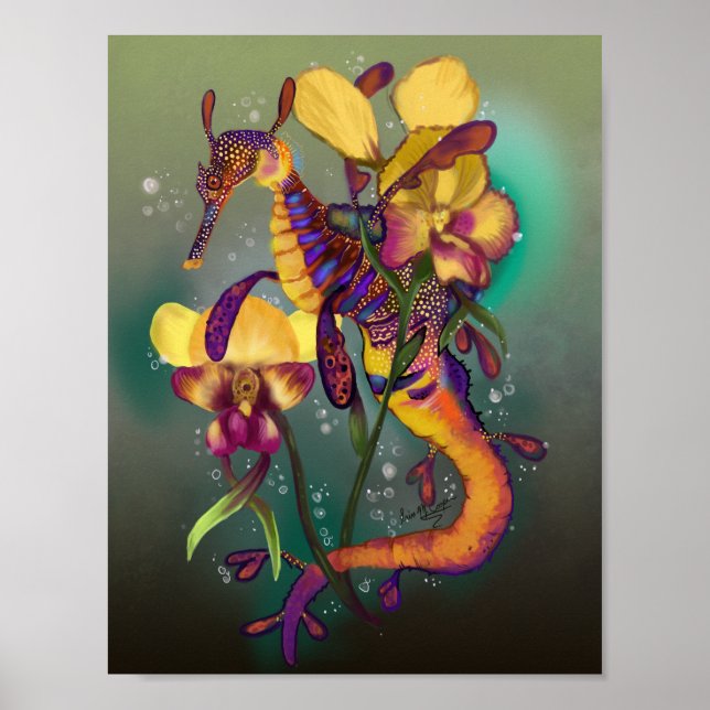 Weedy Seadragon with Orchids Poster (Front)
