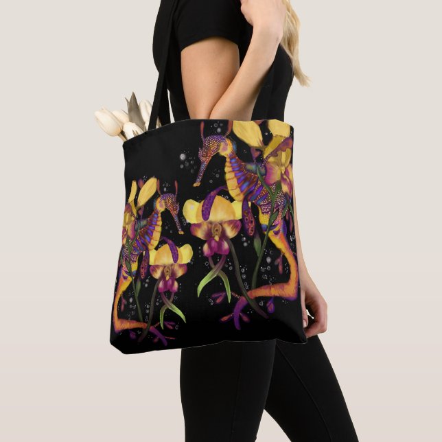 Weedy Seadragon with Orchids Tote Bag (Close Up)