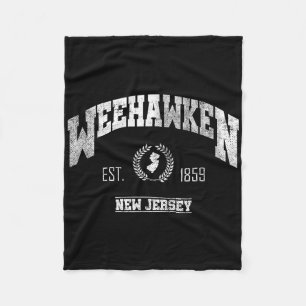 Weehawken Nj New Jersey Vintage Throwback Fleece Blanket