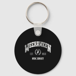 Weehawken Nj New Jersey Vintage Throwback Keychain