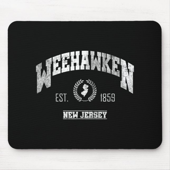 Weehawken Nj New Jersey Vintage Throwback  Mouse Pad (Front)