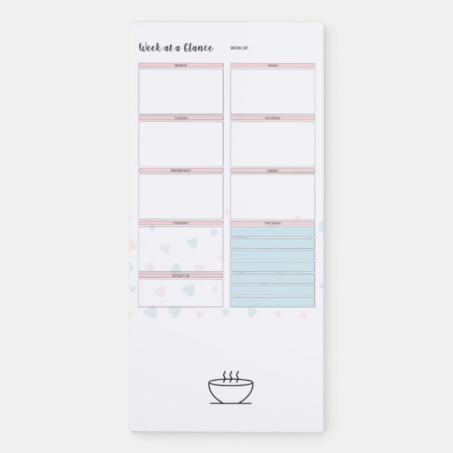 Week at glance boho weekly organizer  magnetic notepad (Front)