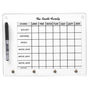 WEEK SCHEDULE CALENDAR CHORES DRY ERASE BOARD