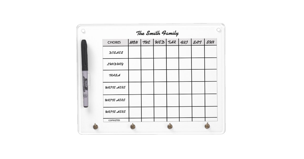 week-schedule-calendar-chores-dry-erase-board-zazzle