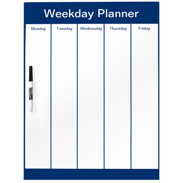 Weekday Dry Erase Planner With Blue Board (Front)