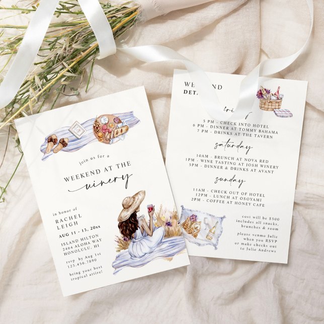 Weekend at the Winery Picnic Bachelorette Weekend Invitation (Creator Uploaded)