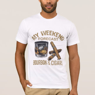 "Weekend Bourbon and Cigar Forecast Graphic Tee" T-Shirt