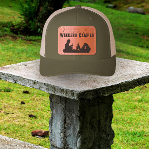 Weekend Camper RV Life Campfire Club Adventure Leather Patch Hat