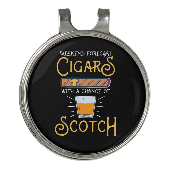 Weekend Cigars With A Chance Of Scotch Golf Hat Clip (Front)
