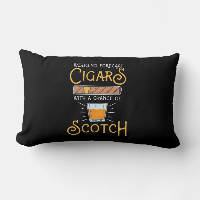 Weekend Cigars With A Chance Of Scotch Lumbar Pillow (Front)