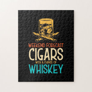 Weekend Cigars With A Chance Of Whiskey Jigsaw Puzzle