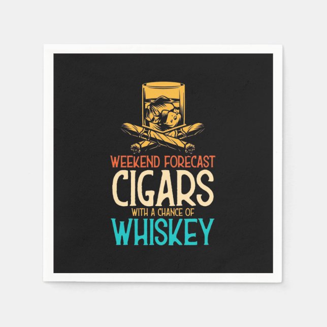 Weekend Cigars With A Chance Of Whiskey Napkins (Front)