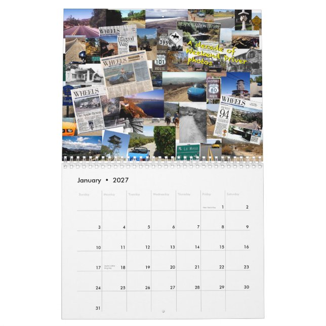 Weekend Driver San Diego 2011 Calendar (Jan 2027)