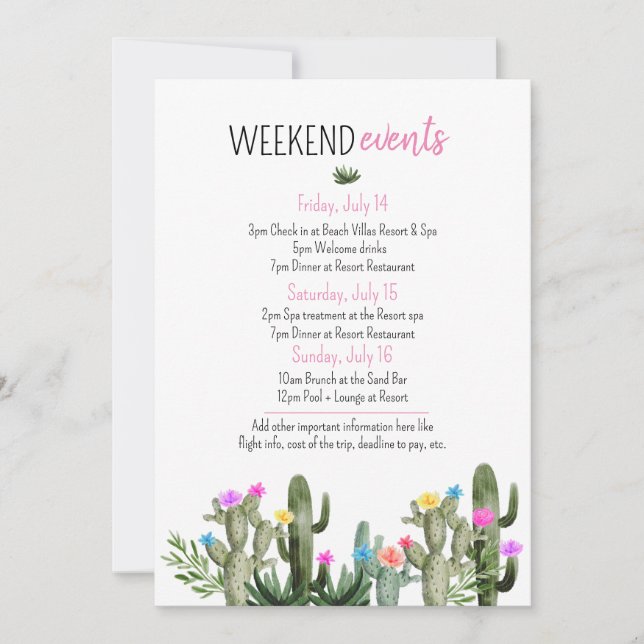 Weekend Events Insert - Final Fiesta Invitation (Front)