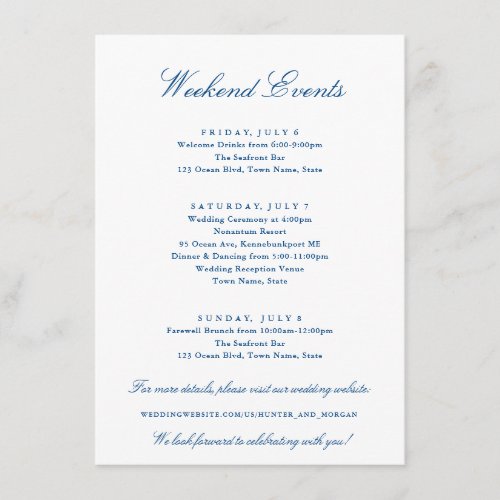 Weekend Events Kennebunkport Wedding Collection  Enclosure Card