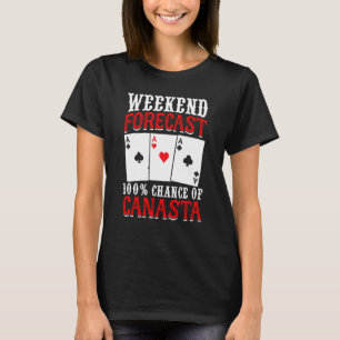 Weekend Forecast 100 Chance of Canasta Card Game R T-Shirt