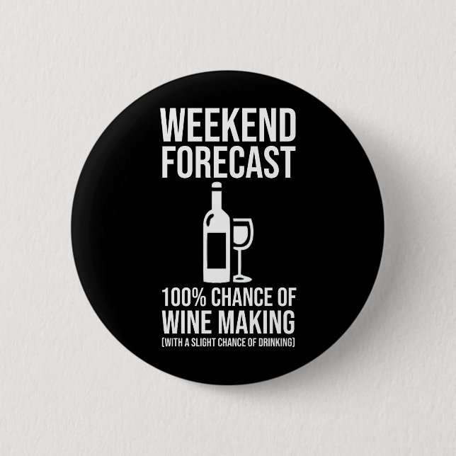 Weekend Forecast - 100% Chance of Wine Making Button (Front)