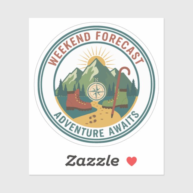 Weekend Forecast Adventure Awaits Hiking Mountain  Sticker (Sheet)