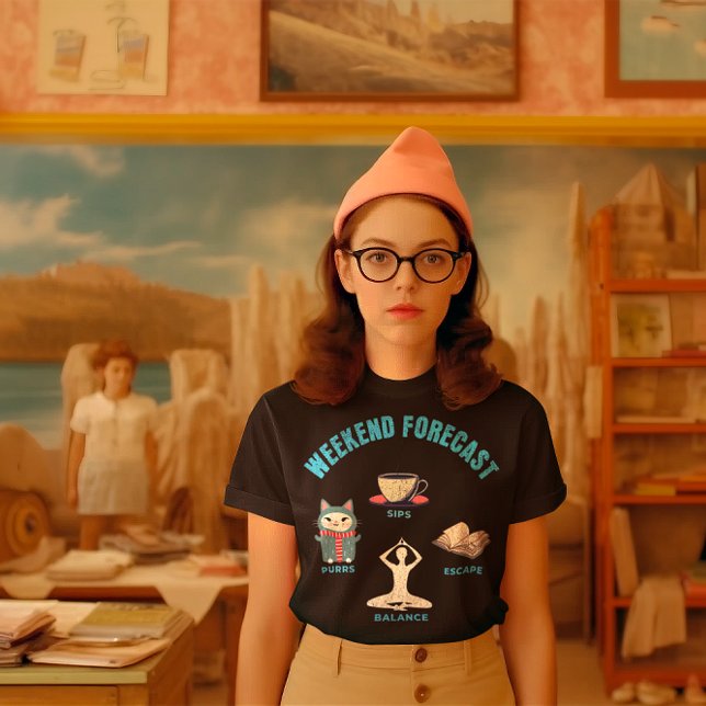 Weekend Forecast Cats, Coffee, Books, Yoga T-Shirt (Creator Uploaded)