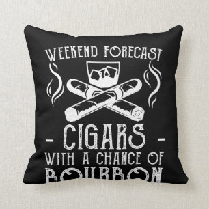 Weekend Forecast Cigars Chance Bourbon Throw Pillow