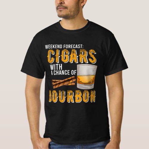 Weekend Forecast Cigars with Chance of Bourbon Gif T_Shirt