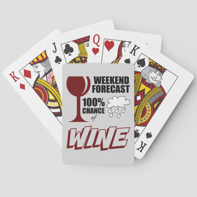 Weekend Forecast Cloudy 100% Chance of Wine Poker Cards (Back)