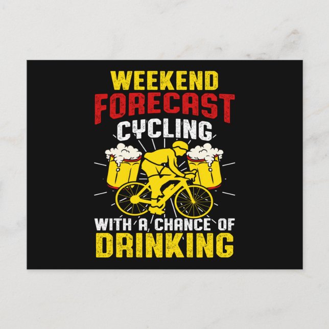 Weekend Forecast Cycling Beer Drinking Bicycle Postcard (Front)