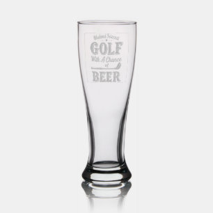 Weekend Forecast Golf With Beer Sport Etched Pilsner Glass