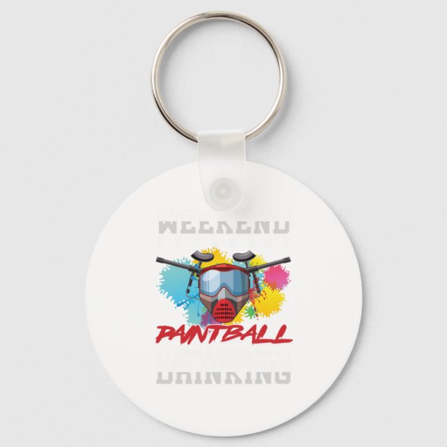Weekend Forecast Paintball Player Drinking Gift Keychain (Front)