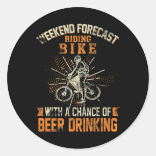 Weekend Forecast Riding Bike Triathlon Downhill Cy Classic Round Sticker
