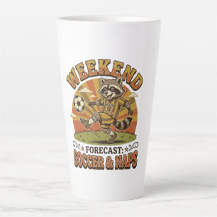 Weekend Forecast Soccer And Naps Funny Raccoon Latte Mug